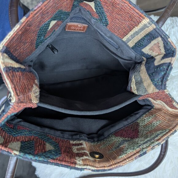 Nine West, Vintage Tapestry Shoulder Bag – 90s Y2K Boho Aztec Style - Picture 7 of 12